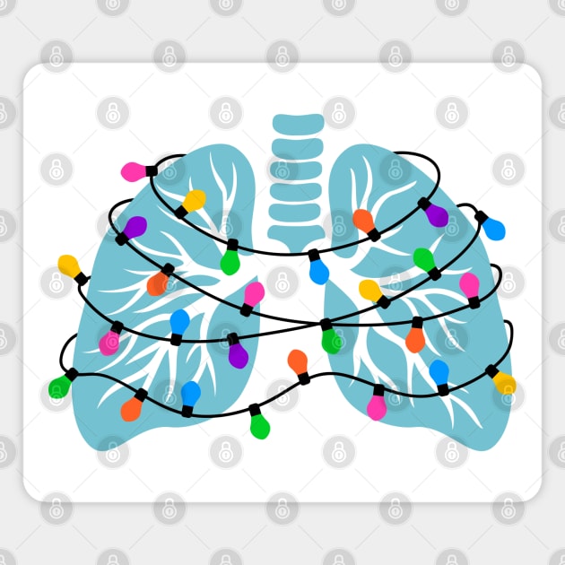 Lungs Christmas Lights Respiratory Therapist Xmas Gift Magnet by Hobbybox